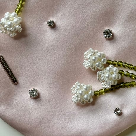 【 Kanako Tamura 】 Lily of the Valley Embroidery Satin Bag
