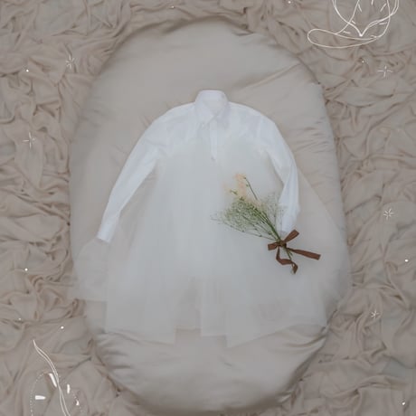【 overlace 予約 】tulle volume shirt -2026年9月発送予定-