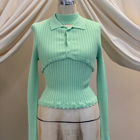 【 ritsu 予約 】Ribbed polo bolero knit set -2026年9月～11月発送予定-