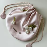 【 Kanako Tamura 】 Lily of the Valley Embroidery Satin Bag