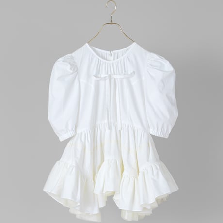 【 overlace 】 curve hem yoke blouse (ブラウス)