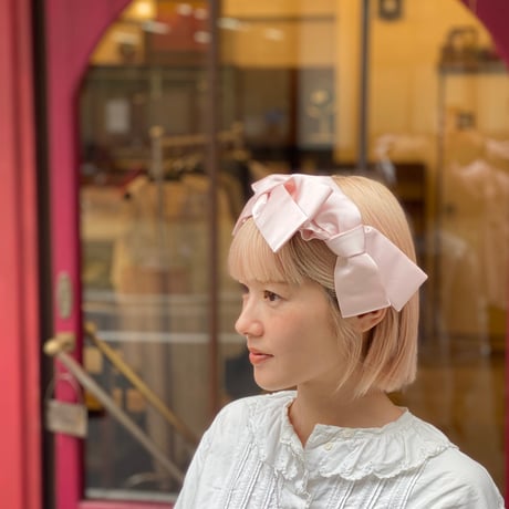 【 Kanako Tamura 】 Satin Ribbon Headband (ヘッドドレス：Pink)