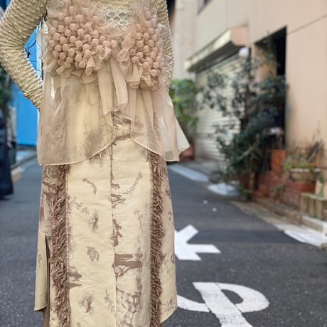 【 nagisa 】 shadow contour jacquard skirt (スカート)
