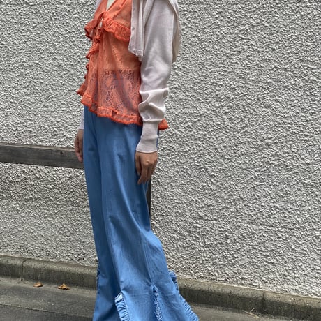 【 PoI 】 chambray frill pants