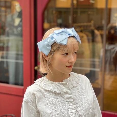 【 Kanako Tamura 】 Satin Ribbon Headband (ヘッドドレス：Light blue)