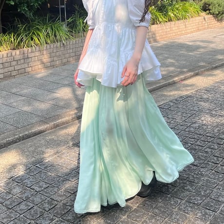【 overlace 】 curve hem yoke blouse (ブラウス)