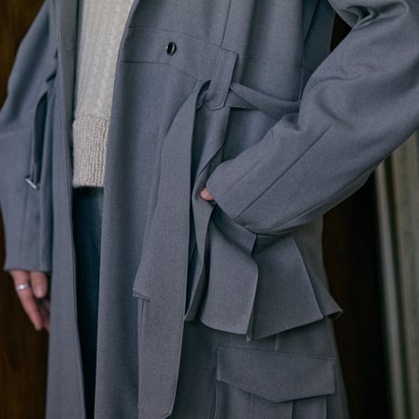 【 jesh 予約】 Pleats pocket Coat Dress / Gray -2026年9月～11月発送予定-