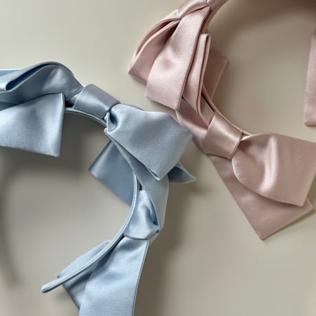 【 Kanako Tamura 】 Satin Ribbon Headband (ヘッドドレス：Pink)