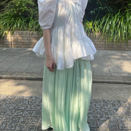 【 overlace 】 curve hem yoke blouse (ブラウス)