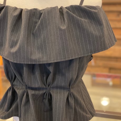 【 overlace 】striped waist tuck blouse (ブラウス)
