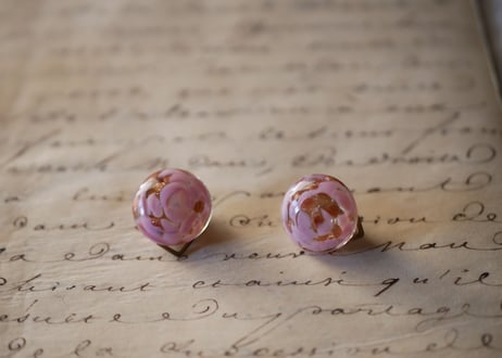 マーブルのイヤリング marble フランスヴィンテージ