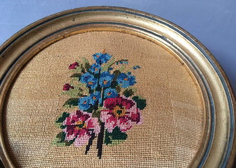 フランスアンティーク 刺繍 プチポワン 小花