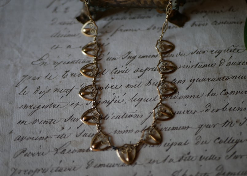 FN-18】 フィリグリー K18 アンティークネックレス フランス