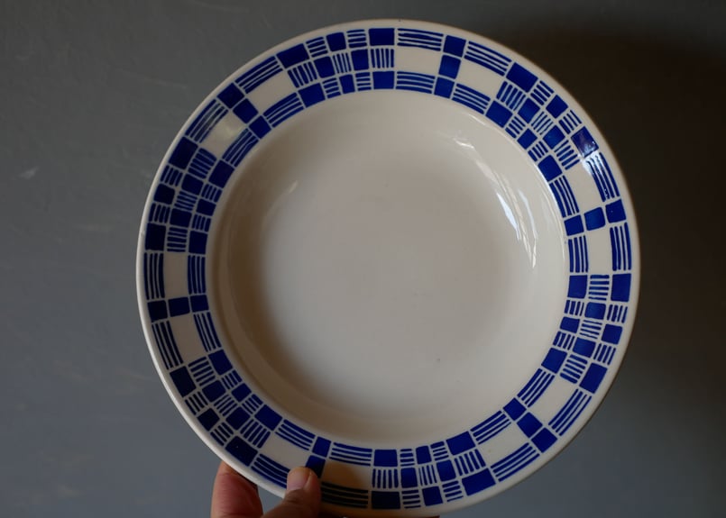 ◯フランス アンティークプレート ヴィンテージ ブルー系 フランス アンティーク プレート 大皿 ブルー系