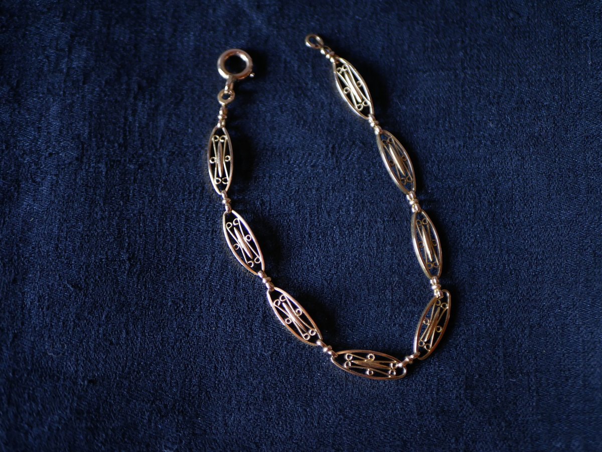 フィリグリー　K18　アンティークブレスレット　アンティークジュエリー FB-07】フィリグリー K18 アンティークブレスレット