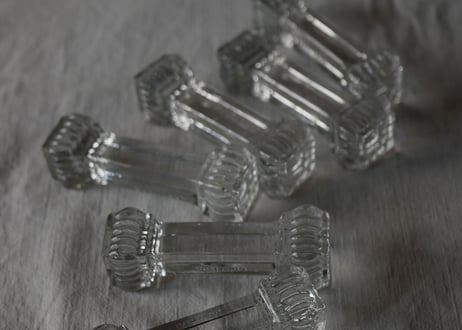 残り→２　PORTIEUX  ガラスのナイフレスト　フランスアンティーク　ブロカントのある暮らし