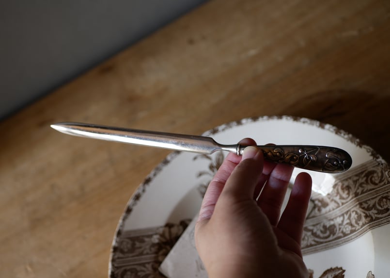 純銀 宿り木 ヤドリギ ペーパーナイフ レターオープナー フランス