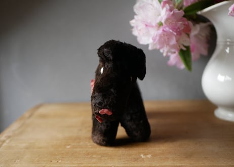 ベロを出した黒いワンちゃん　ぬいぐるみ　フランスアンティーク