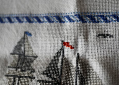 プチポワン　ヨット　シーサイド　刺繍　アルファベット　フランスアンティーク