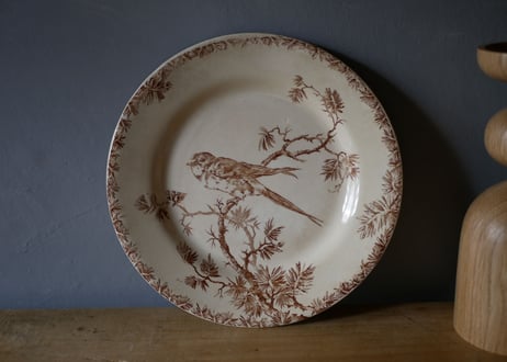 GIEN　ツバメのブラウンプレート１　”PROVENÇAL“　ジアン　フランスアンティーク