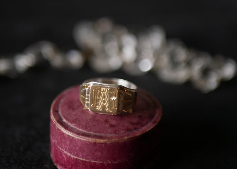 シグネットリング 純銀,K18 シェヴァリエ フランスアンティーク