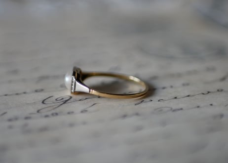 HOLD【商談中です】アールデコ　18金　ハーフパールのリング　フランスアンティーク　指輪