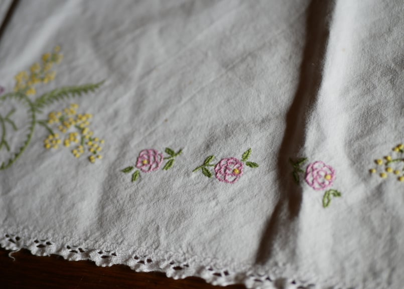 ミモザ・スミレ・バラのテーブルクロス フランスヴィンテージ | mamantique