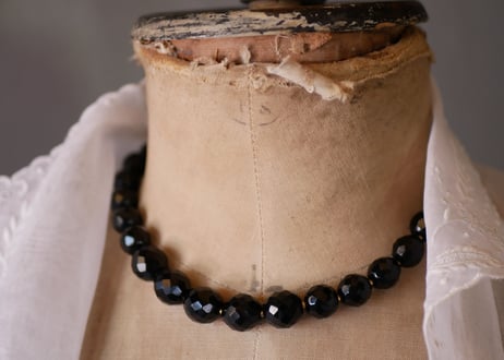 フレンチジェット　黒ガラスのネックレス　⑨french jet glass necklace