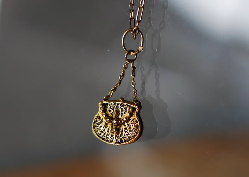 FN-13】 フィリグリー K18 チャーム ネックレス フランスアンティーク