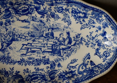Luneville x Toile de Jouy,  Oval plate