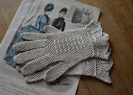 A クロッシェレース　グローブ　フランスヴィンテージ　フランスブロカント
