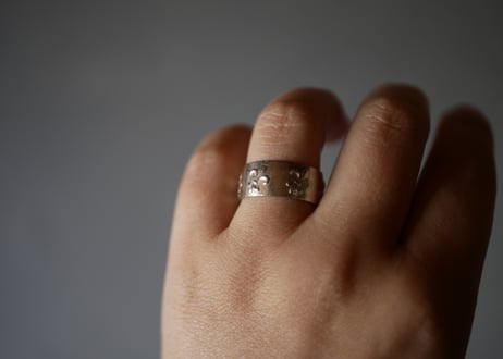 蟹マーク　純銀　フルールドリス　シルバーリング　フランスアンティーク　ヴィンテージアクセサリー