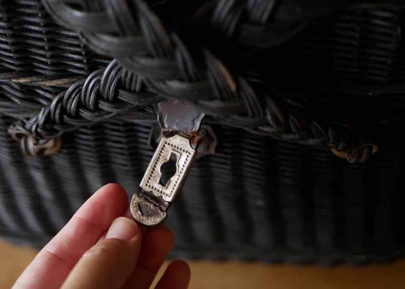 美品フランスアンティークパニエ　サック・ド・フィヨンセ　フィアンセバッグ アンティークバスケット | 小さなブラックパニエ（サック・ド