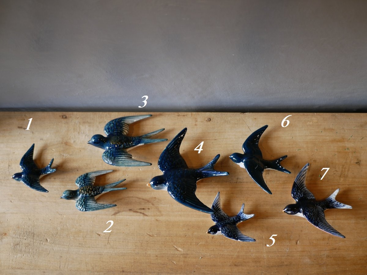 【美品】フランスヴィンテージ 陶器のツバメ ウォールデコセット2425,2586 美品】フランスヴィンテージ 陶器のツバメ ウォールデコセット2425