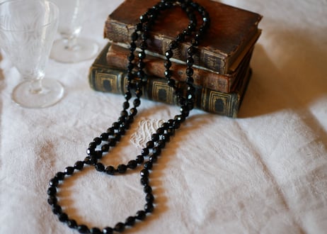 フレンチジェット　黒ガラスのネックレス　⑦french jet glass necklace