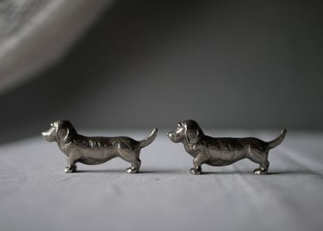 残り→１　ピューター製　犬のカトラリーレスト　フランスアンティーク　ブロカントのある暮らし