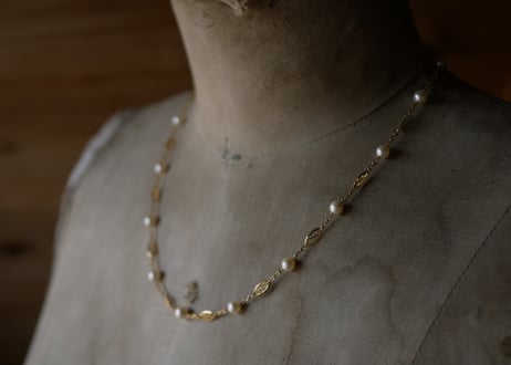 【RESERVED 御予約品・ FN-14 】フィリグリー パール　K18　ネックレス　フランスアンティーク　アンティークジュエリー