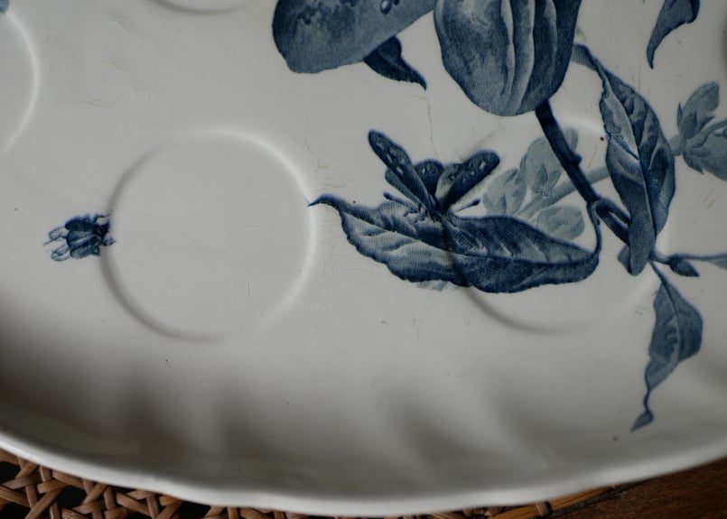 クレイユモントロー　クリームポット6個＋専用皿のフルセット　フランスアンティーク クレイユモントロー クリームポット6個＋専用皿のフルセット