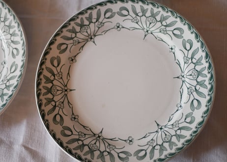 Stock→5 平皿 ヤドリギ フランスアンティーク 宿り木 brocante