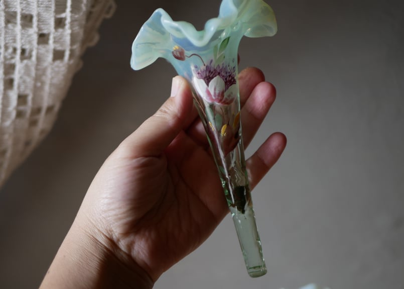 ウランガラス ベルエポック時代 フラワーベース フランスアンティーク