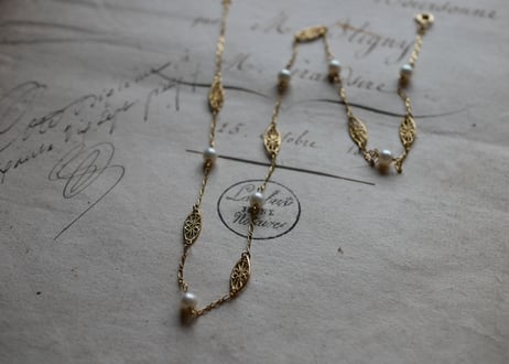 18K pearl＆filigree Necklace