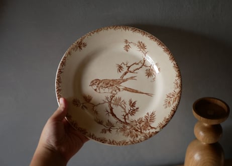 GIEN　ツバメのブラウンプレート２　”PROVENÇAL“　ジアン　フランスアンティーク