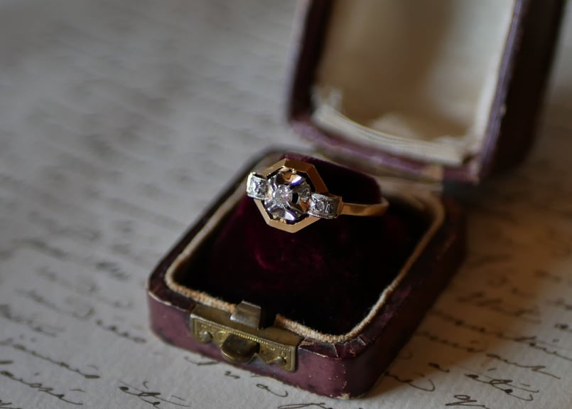 FR-19】アールデコ オクトゴナル アンティークリング K18 指輪