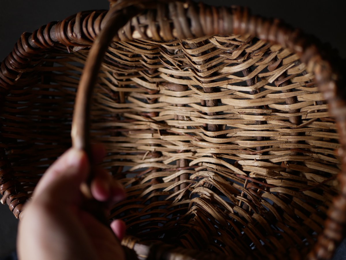 フランスアンティーク　蚤の市　籐製　パニエ　かご　ブロカント フランスアンティーク 蚤の市 籐製 パニエ かご ブロカント