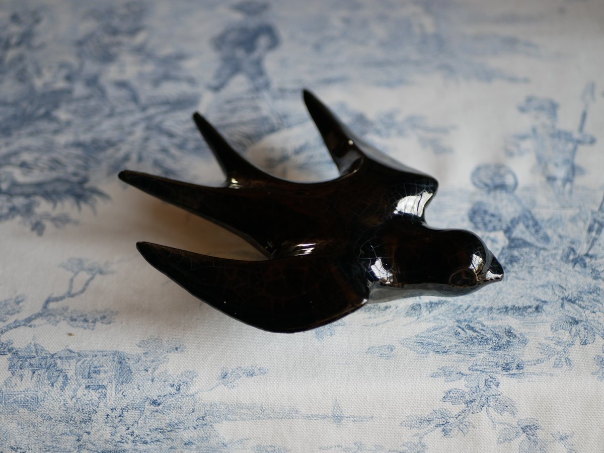 アンティーク　陶器のつばめ　壁飾り　ウォールデコ アンティーク 陶器のつばめ 壁飾り ウォールデコ