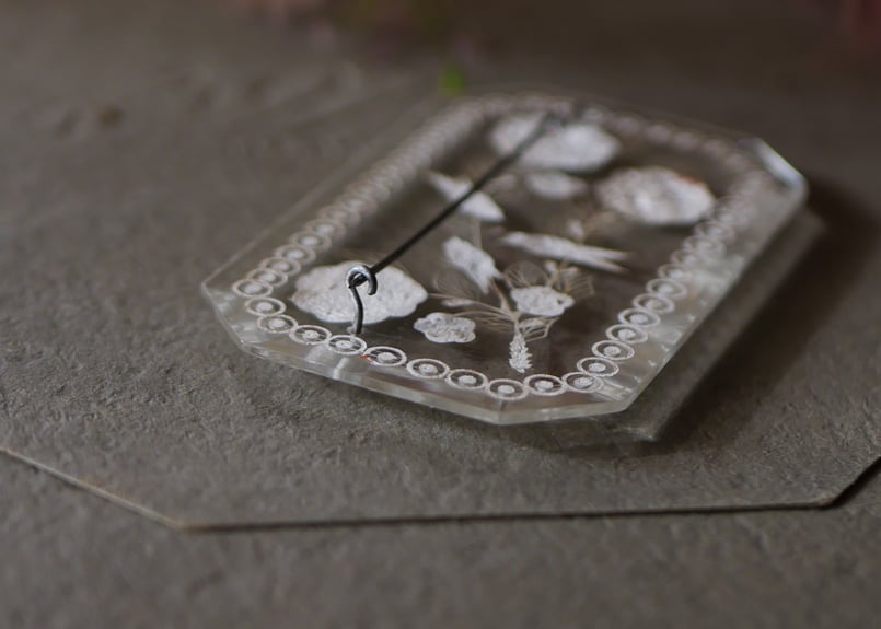 Birds ＆ Flowers 鳥と花 ルーサイトブローチ ヴィンテージ