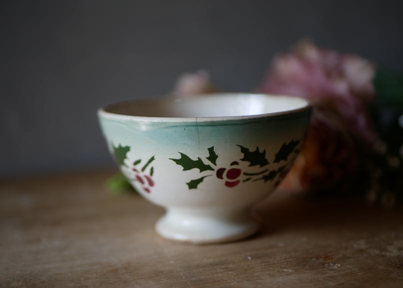 T様御成約品】ヒイラギ ミニカフェオレボウル フランスアンティーク