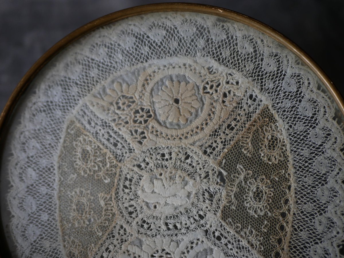 フランスアンティーク　フレーム　ガラス　アンティークレース　ブロカント アンティークレース ガラストレイ フランスアンティーク