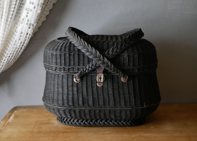 美品フランスアンティークパニエ　サック・ド・フィヨンセ　フィアンセバッグ サックドフィヨンセ パニエ ノワール 送料無料 | mamantique