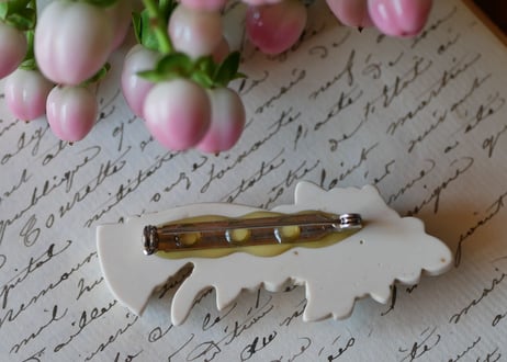 victorian brooch, Hand + white rose